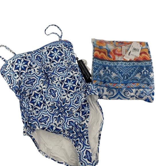 La Blanca Set- Blue Wrap Cover Up One Size & Swimsuit Size 12 - Picture 5 of 10